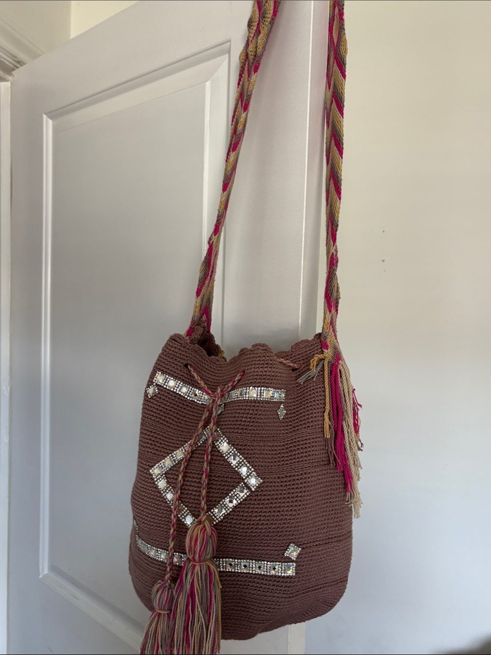 Handmade Beaded Bucket Bag